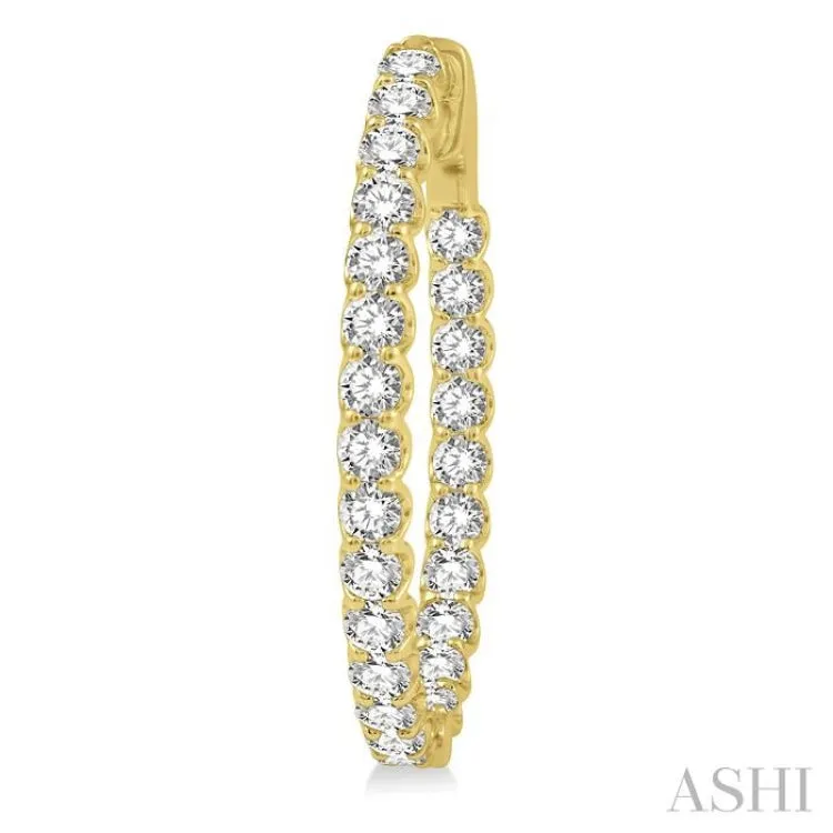 4.00 ctw Inside-Out Round Cut Diamond Oval Shape Hoop Earrings in 14K Yellow Gold