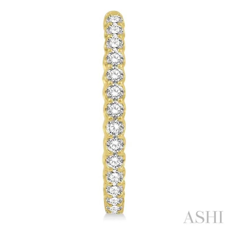 4.00 ctw Inside-Out Round Cut Diamond Oval Shape Hoop Earrings in 14K Yellow Gold