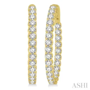 4.00 ctw Inside-Out Round Cut Diamond Oval Shape Hoop Earrings in 14K Yellow Gold