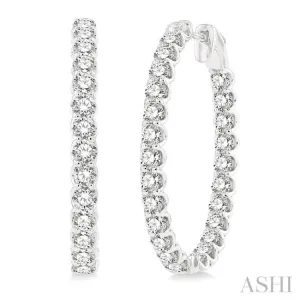 5 ctw Inside-Out Round Cut Diamond Oval Shape Hoop Earrings in 14K White Gold