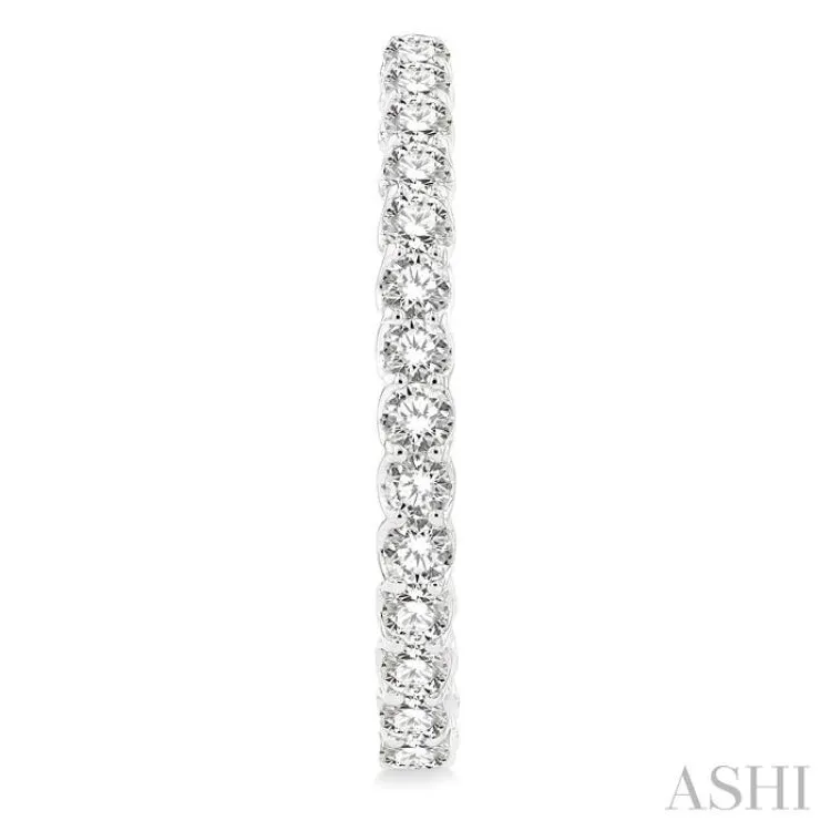 5 ctw Inside-Out Round Cut Diamond Oval Shape Hoop Earrings in 14K White Gold