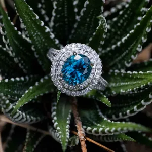 5.24 Carat Blue Zircon Gemstone Ring in 14k White Gold