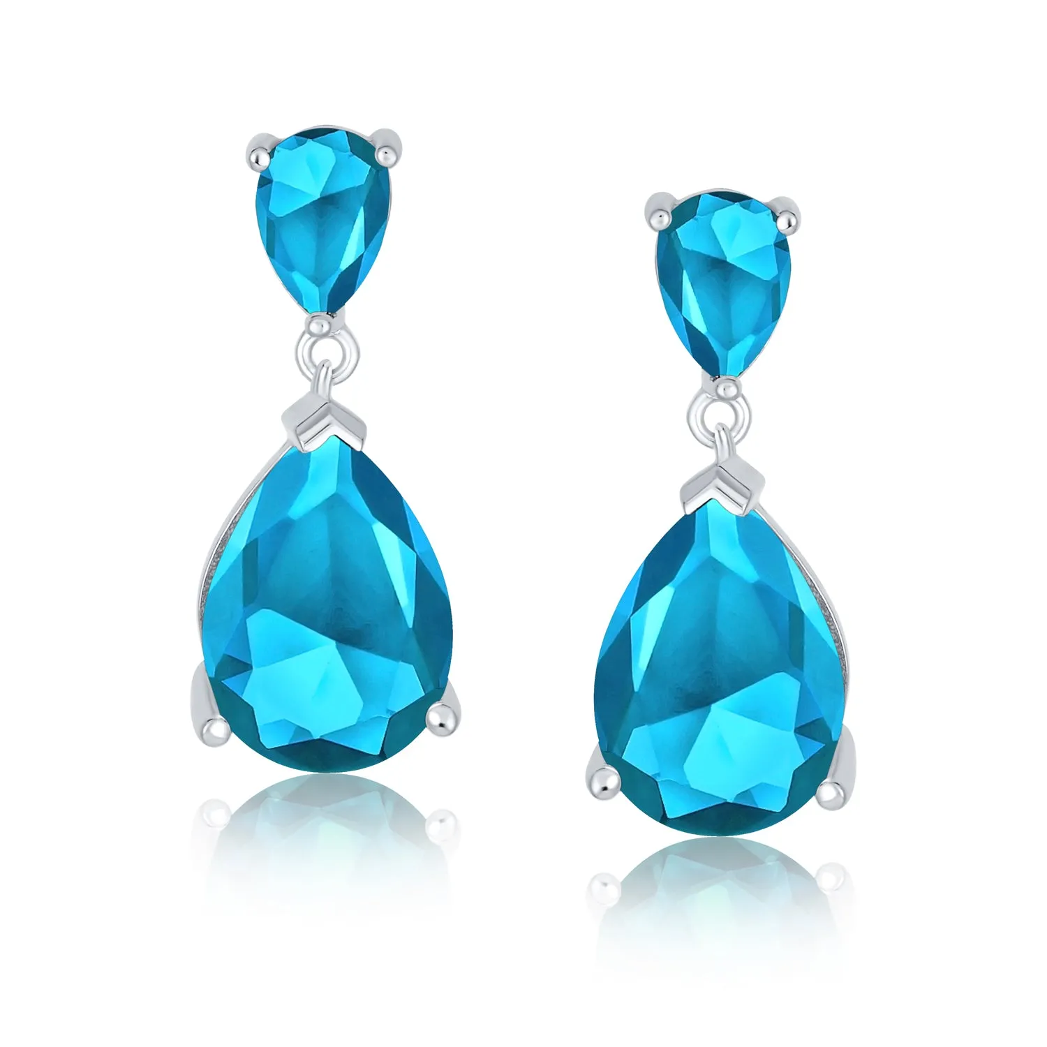 5CT Teardrop CZ Dangle Earrings Imitation Gemstone .925 Sterling Silver