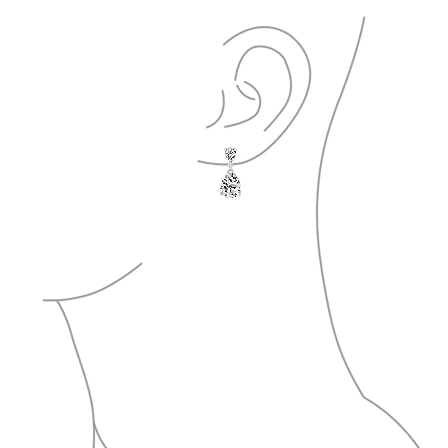 5CT Teardrop CZ Dangle Earrings Imitation Gemstone .925 Sterling Silver