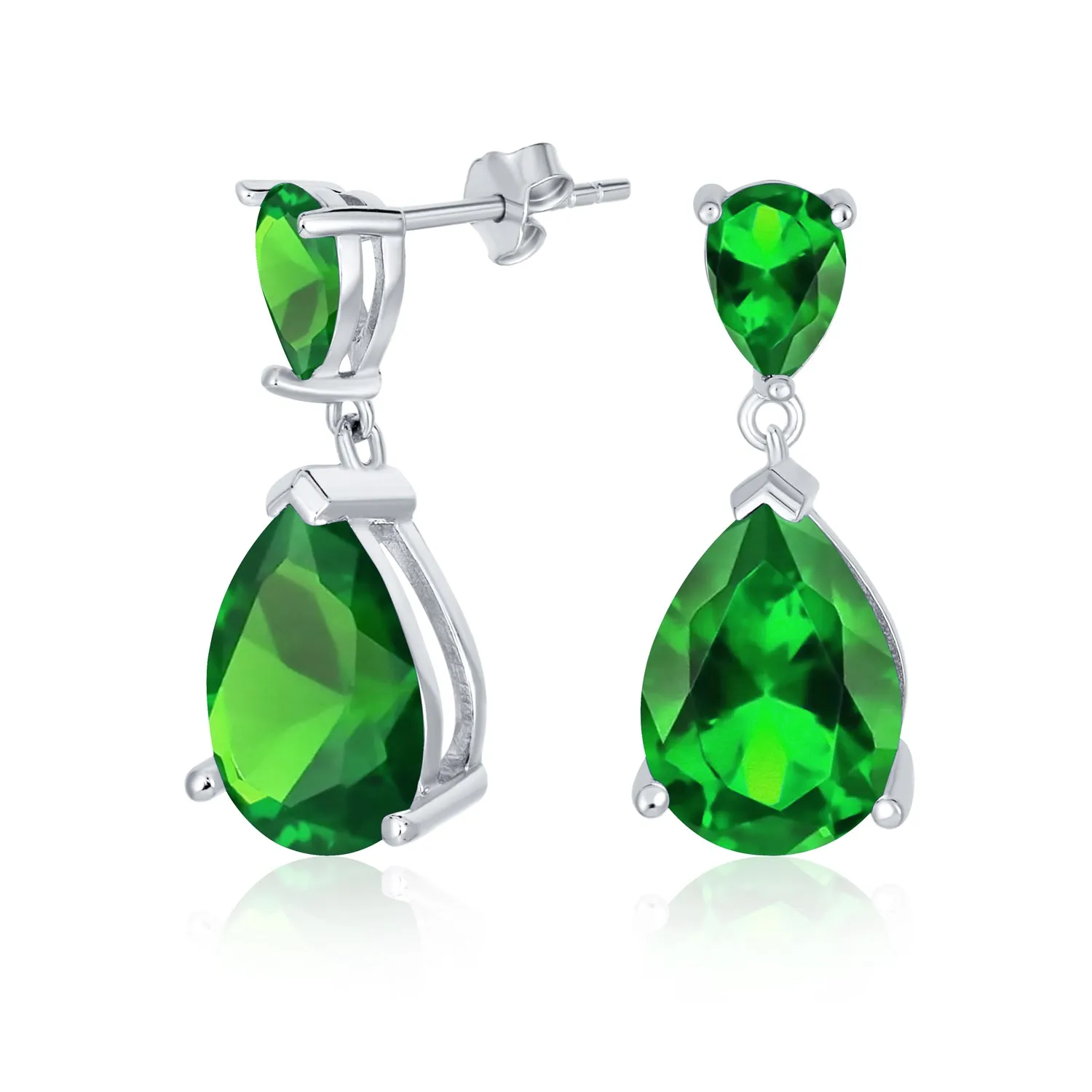 5CT Teardrop CZ Dangle Earrings Imitation Gemstone .925 Sterling Silver