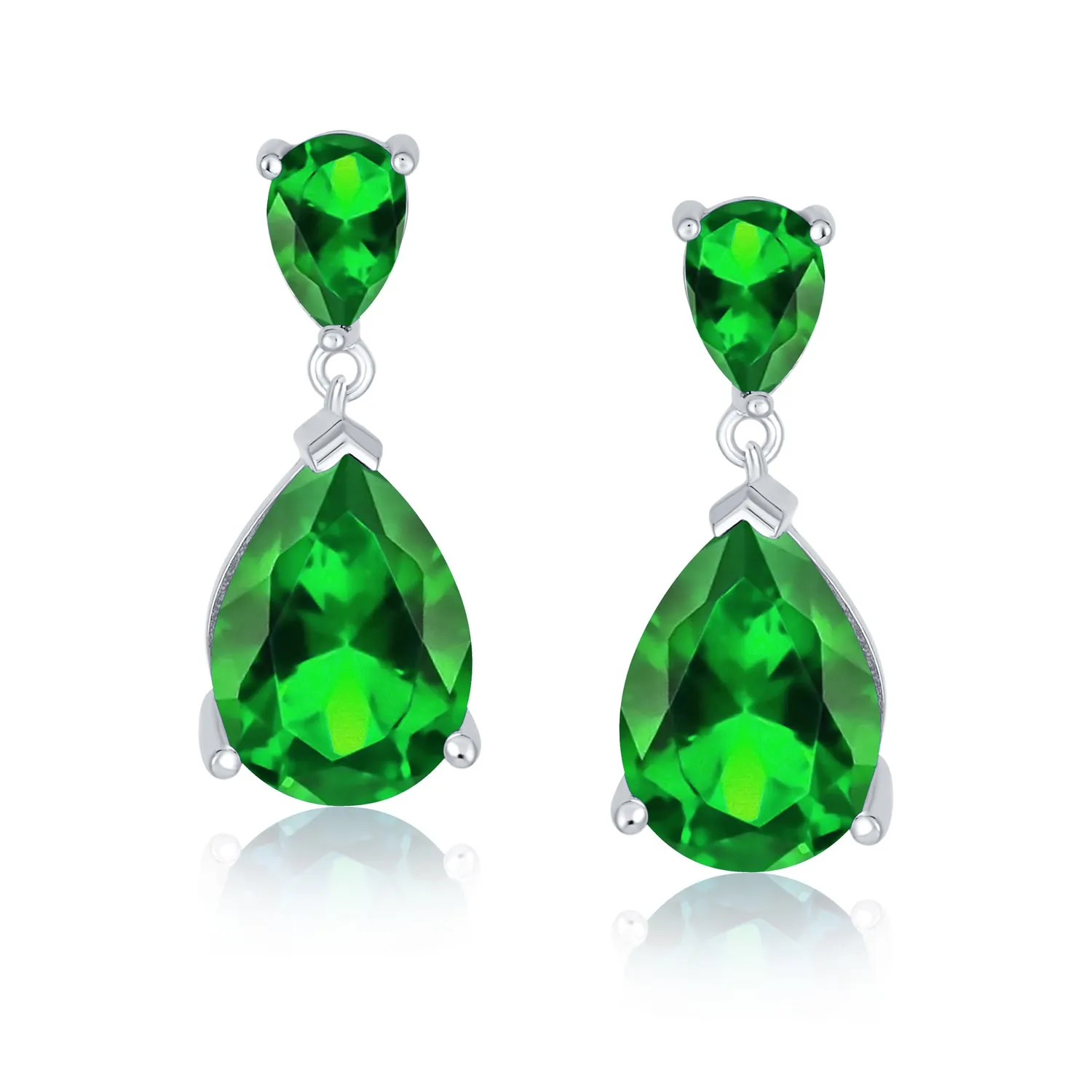 5CT Teardrop CZ Dangle Earrings Imitation Gemstone .925 Sterling Silver