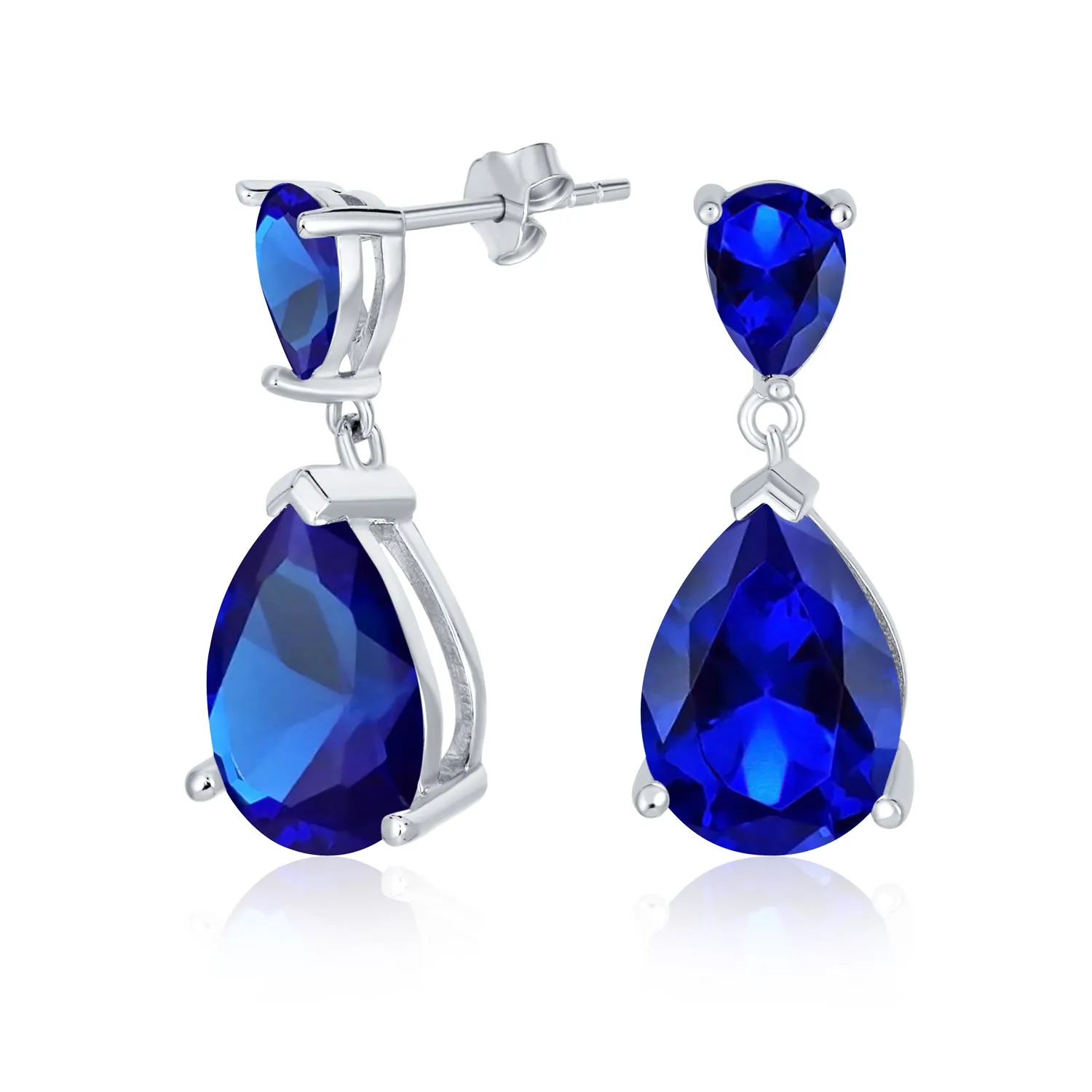 5CT Teardrop CZ Dangle Earrings Imitation Gemstone .925 Sterling Silver