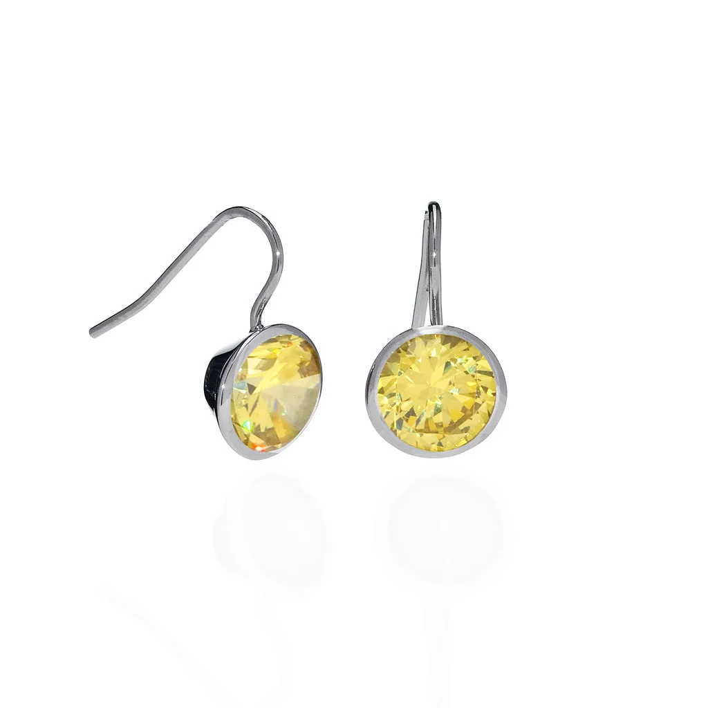 6 Carat Canary CZ Sterling Silver Bezel Set Earrings