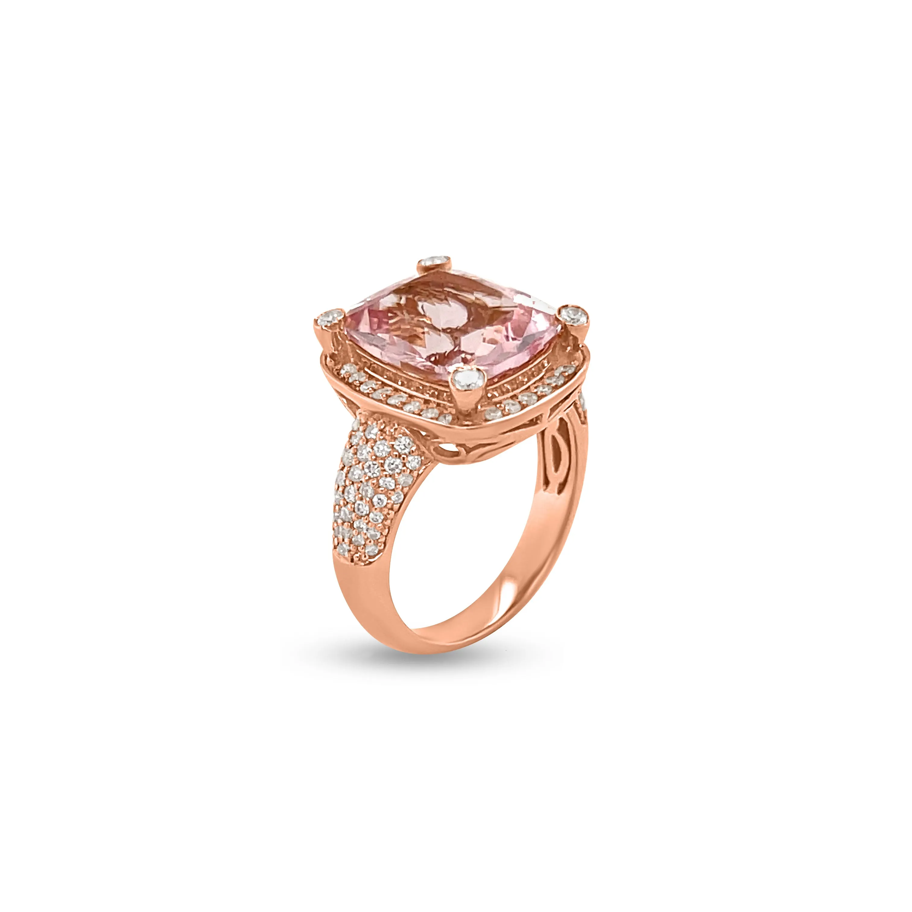 7.44 Carat Morganite Gemstone Ring in 14k Rose Gold