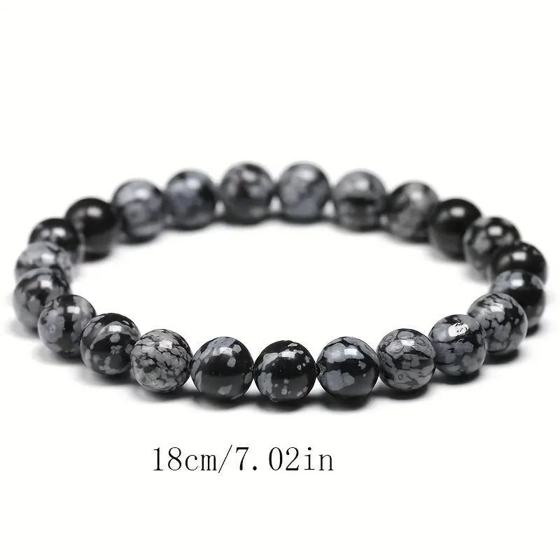8mm Natural Stone Stretch Bangle Bracelet - Women's Daily Jewelry