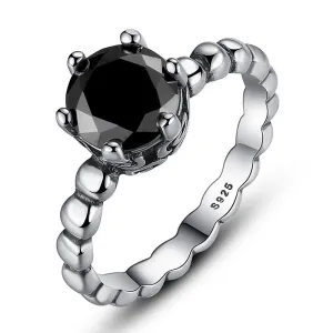 925 Silver Rings Black Crystal Compatible With European Fit Original WOS Wedding Ring Jewelry Christmas Gift