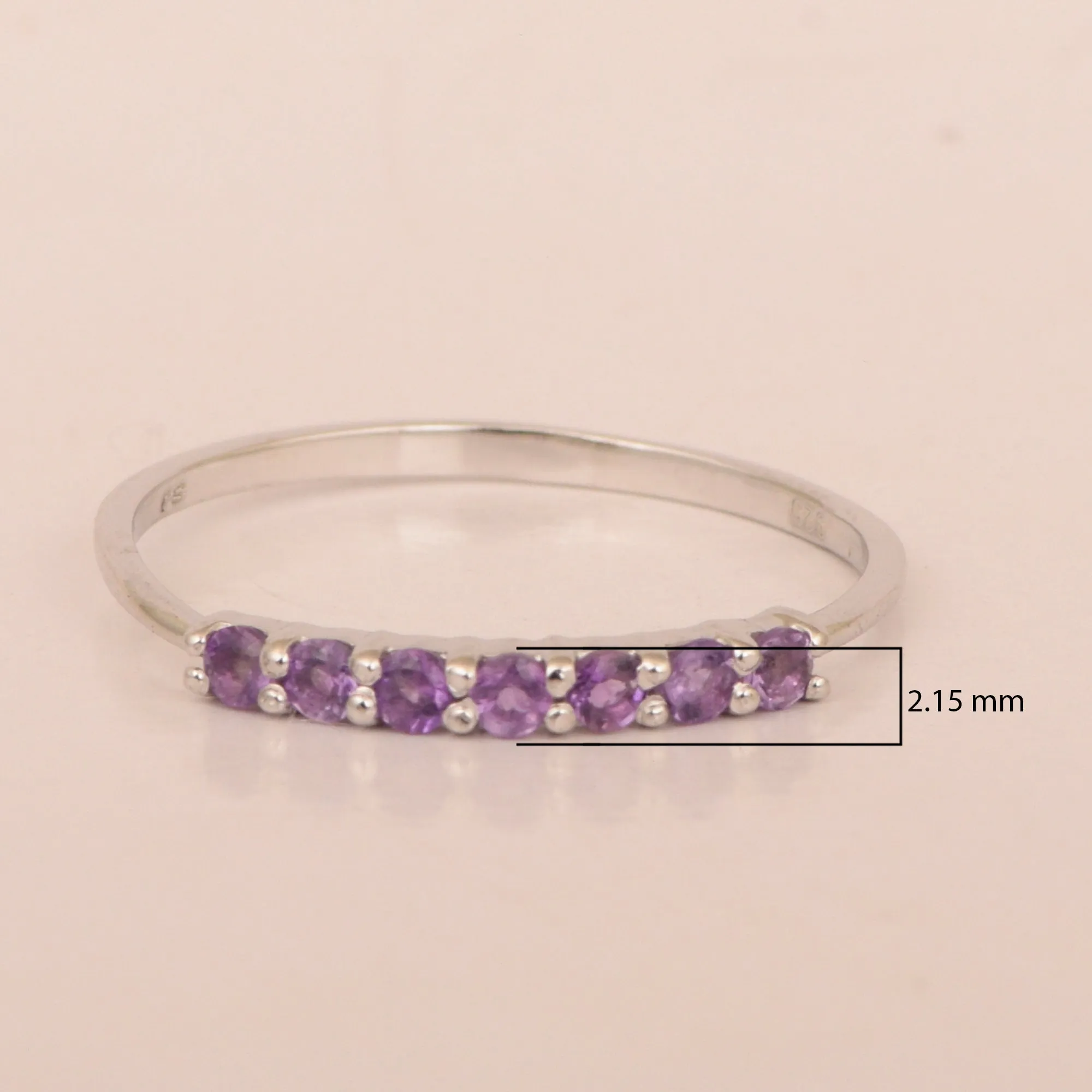 925 Sterling Silver 7-Stone 0.70 Ctw Amethyst Women Wedding Rings