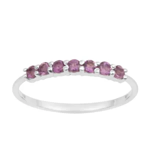 925 Sterling Silver 7-Stone 0.70 Ctw Amethyst Women Wedding Rings