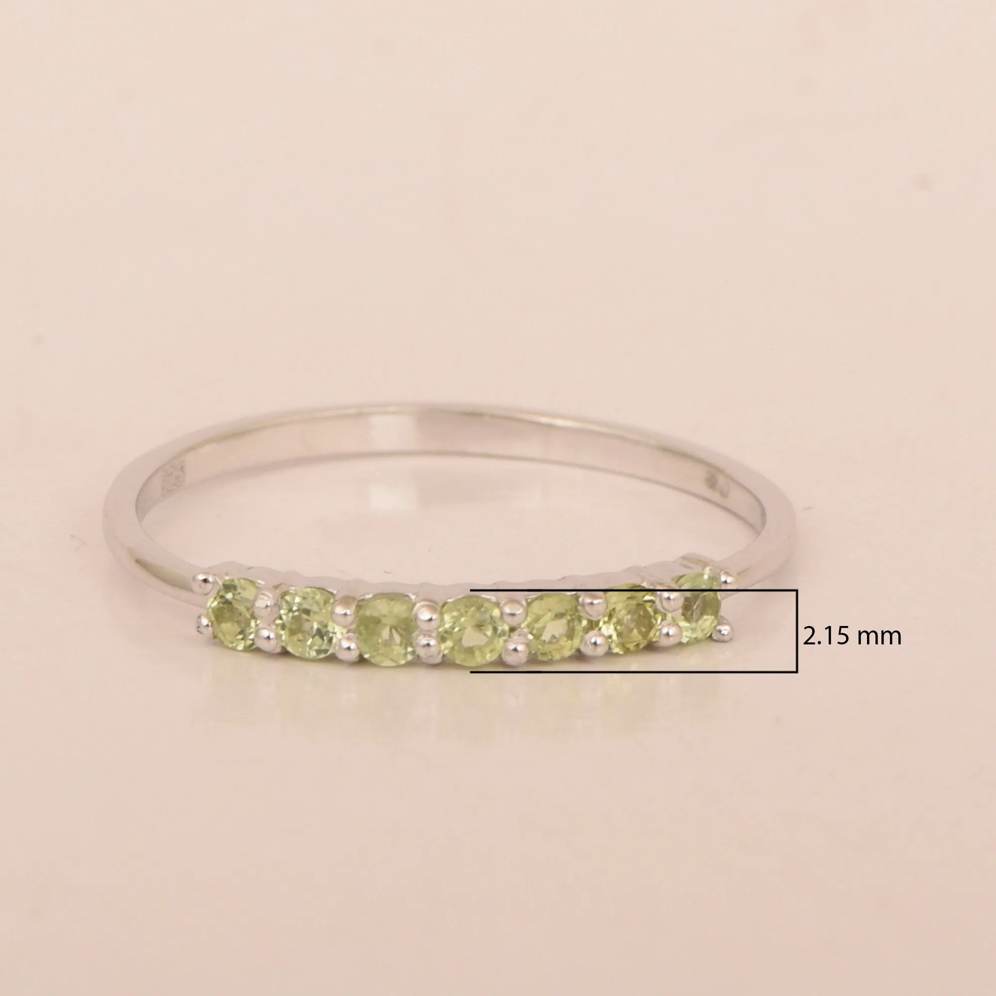 925 Sterling Silver 7-Stone 0.70 Ctw Peridot Women Wedding Rings