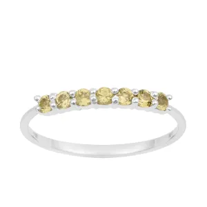 925 Sterling Silver 7-Stone 0.70 Ctw Peridot Women Wedding Rings