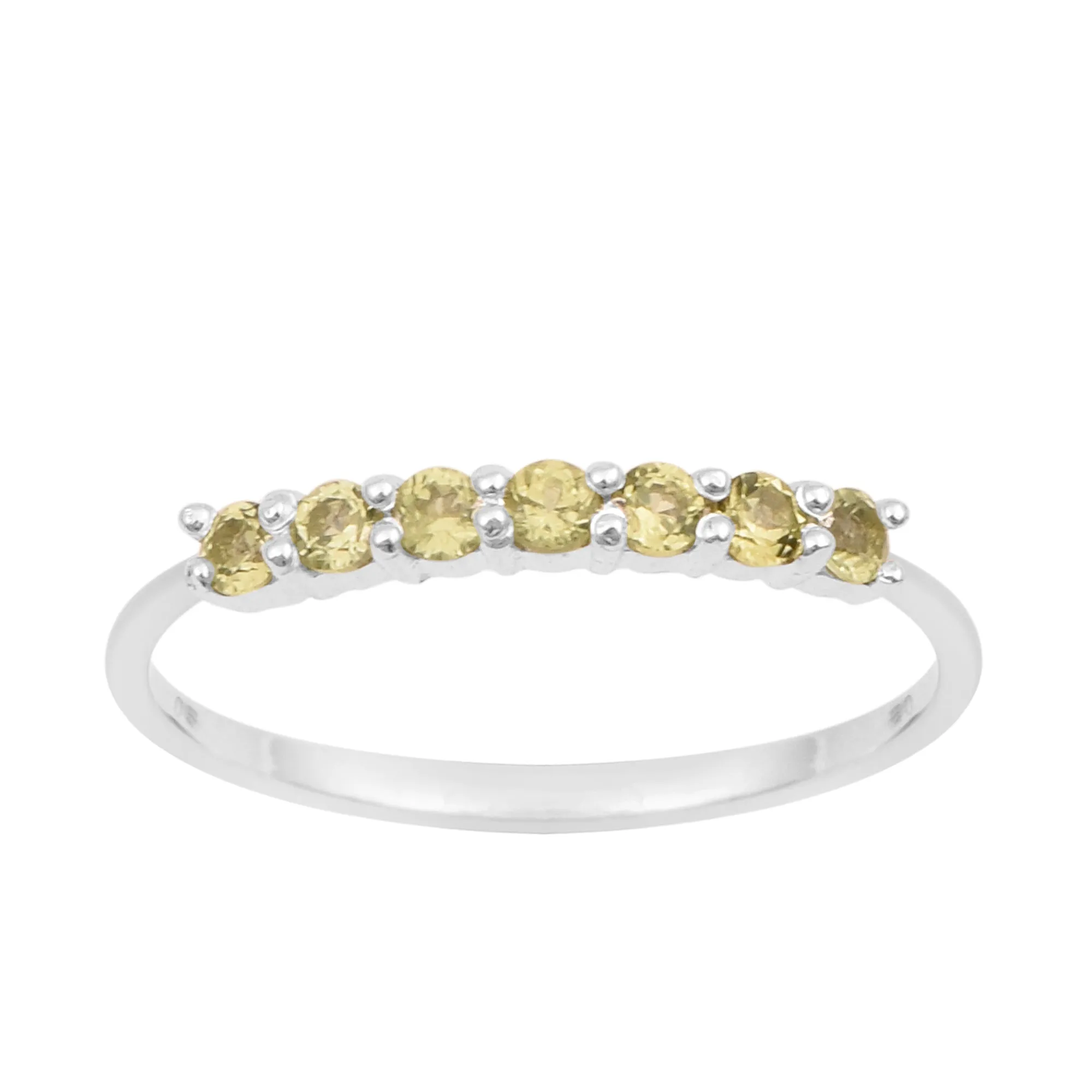 925 Sterling Silver 7-Stone 0.70 Ctw Peridot Women Wedding Rings
