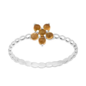 925 Sterling Silver Round 0.25 Ctw Citrine Cab Stackable Women Ring