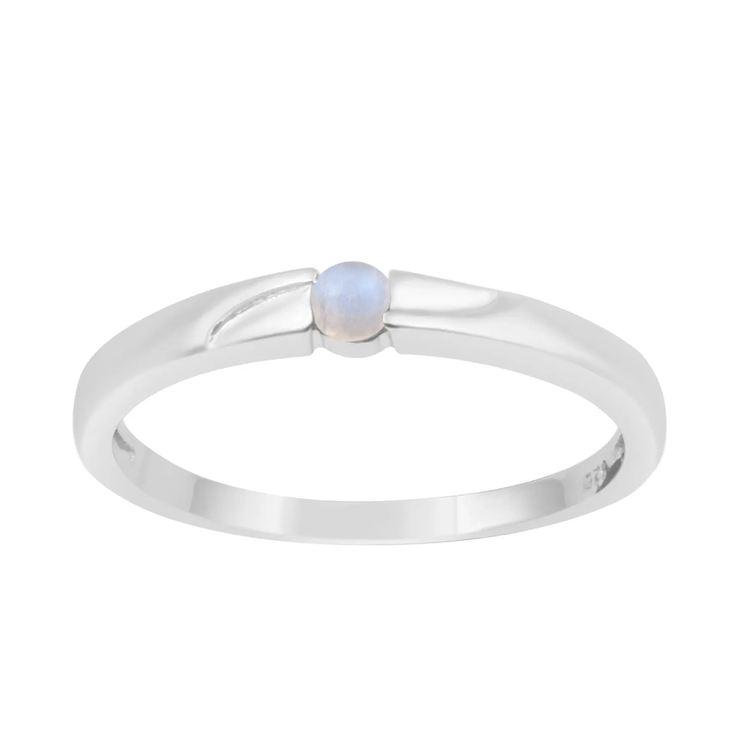 925 Sterling Silver Round 3MM Moonstone Women Tiny Stackable Ring