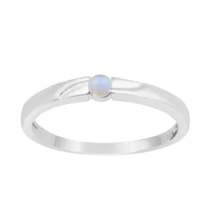 925 Sterling Silver Round 3MM Moonstone Women Tiny Stackable Ring