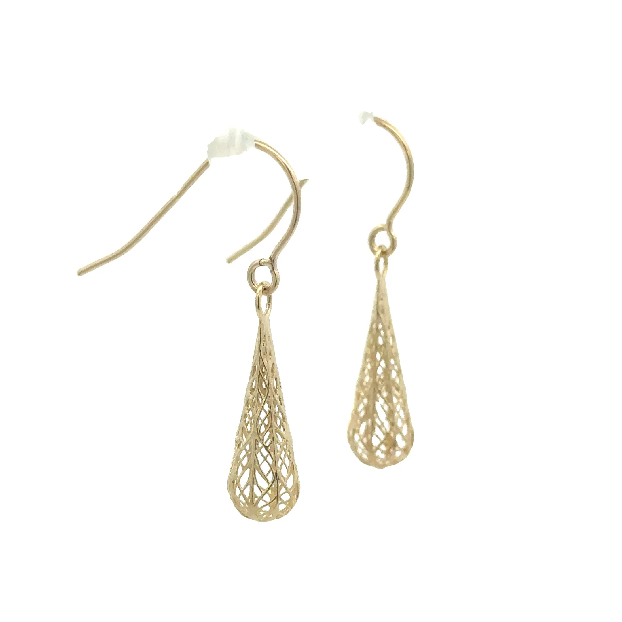 9ct Yellow Gold Filigree Drop Shepard Hook Earrings GEAR311
