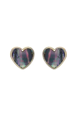 ABALONE HEART CHARM POST EARRINGS