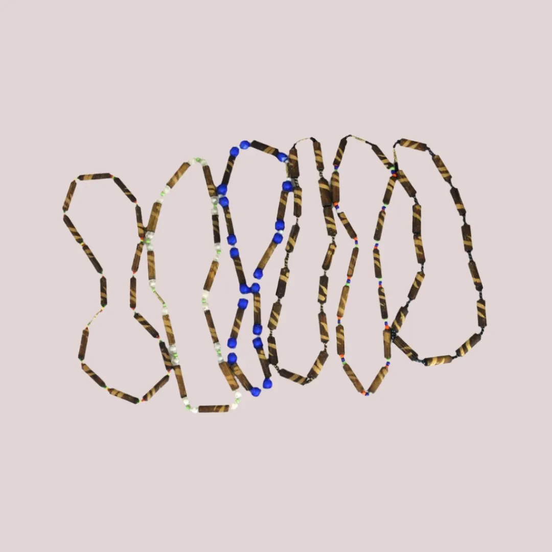 African Bamboo Choker Necklace Set of 6