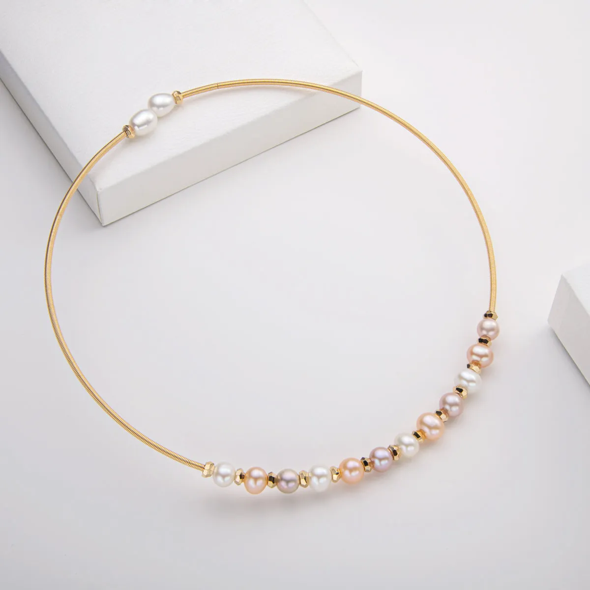 Ainuoshi 14K Gold Filled Natural Freshwater Pearl Choker Necklace