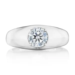 Allure 18K White Gold Domed Round Diamond Ring