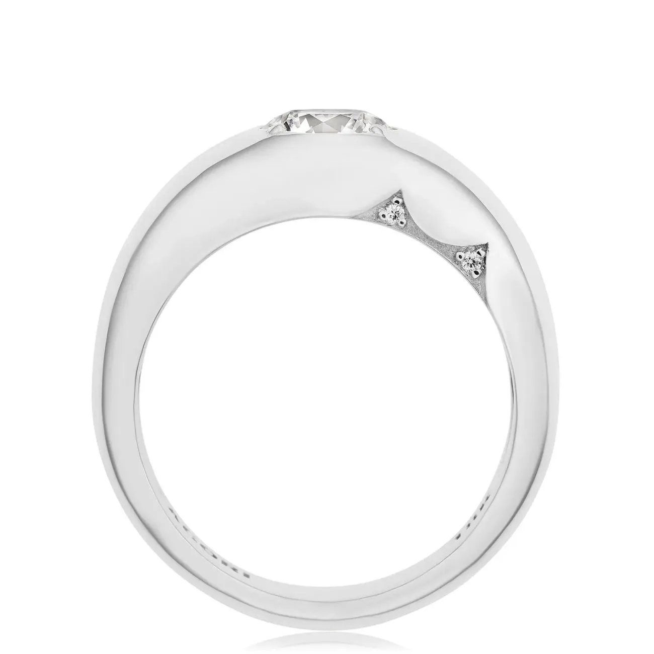 Allure 18K White Gold Domed Round Diamond Ring