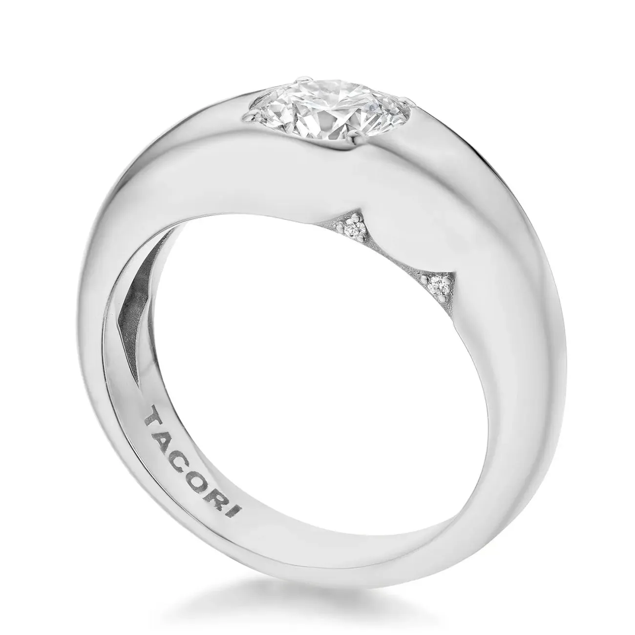 Allure 18K White Gold Domed Round Diamond Ring