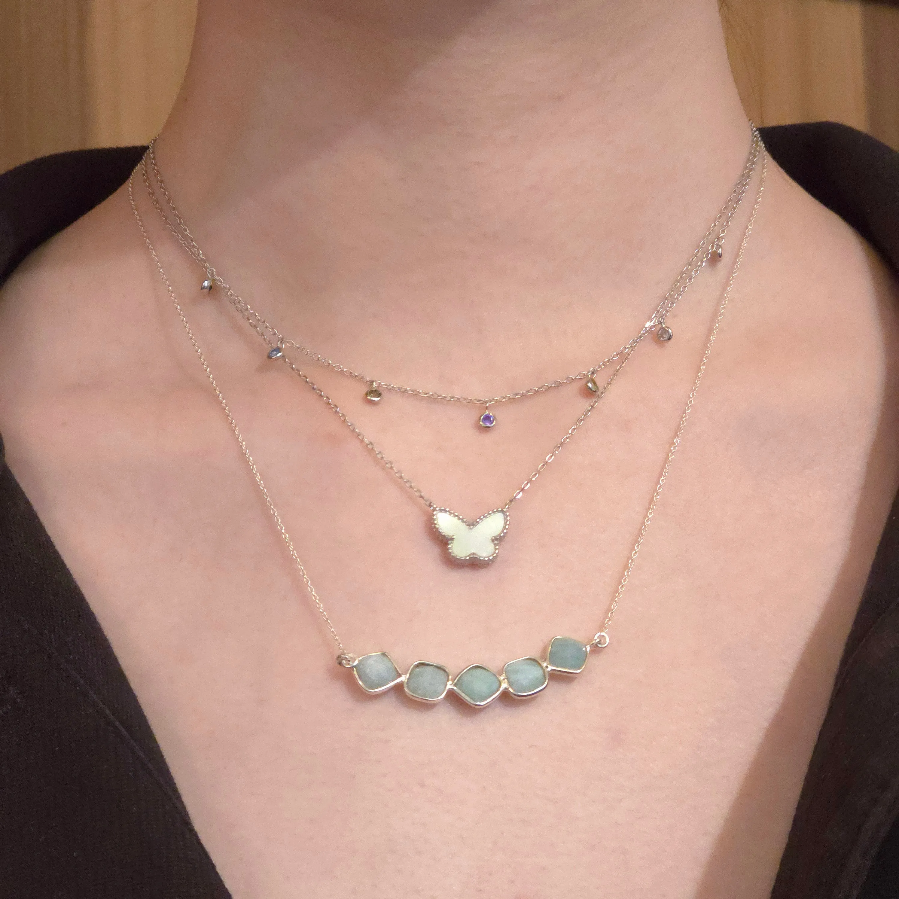 Amy Dainty Bezel Rainbow Choker