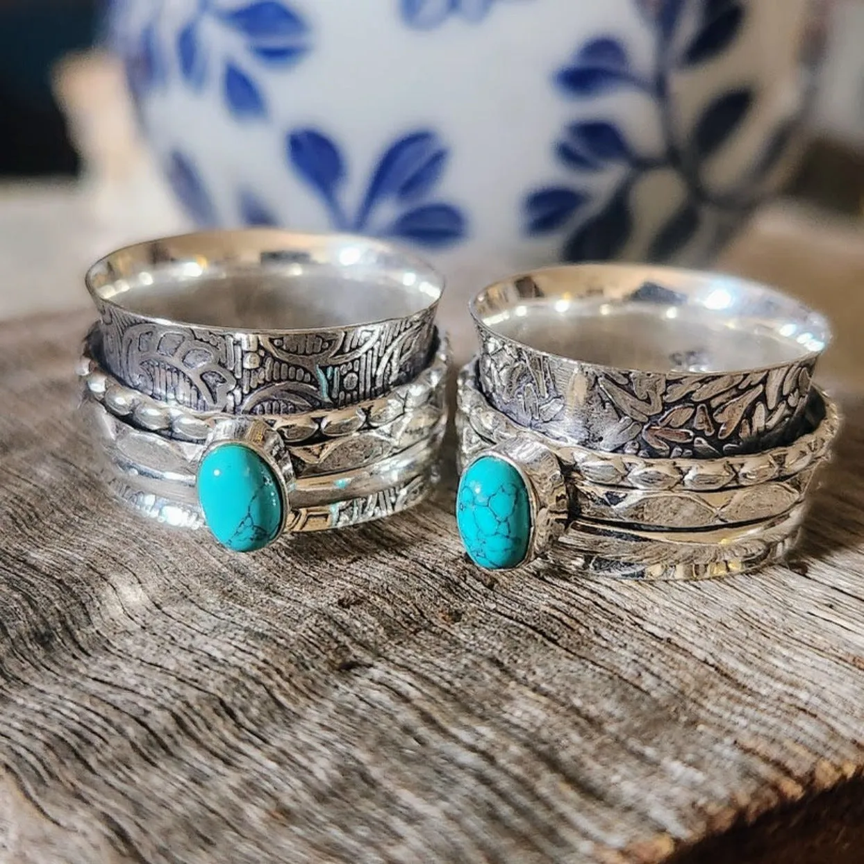 ANCIENT PRAYER - TURQUOISE 925 SPINNER RING