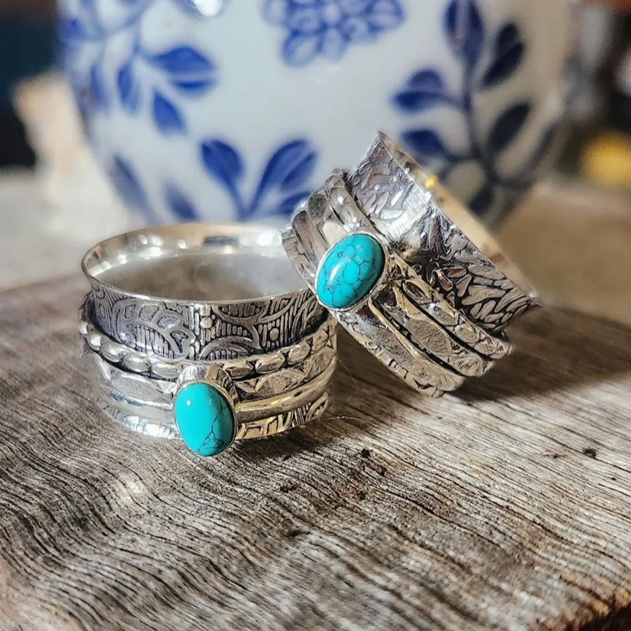 ANCIENT PRAYER - TURQUOISE 925 SPINNER RING