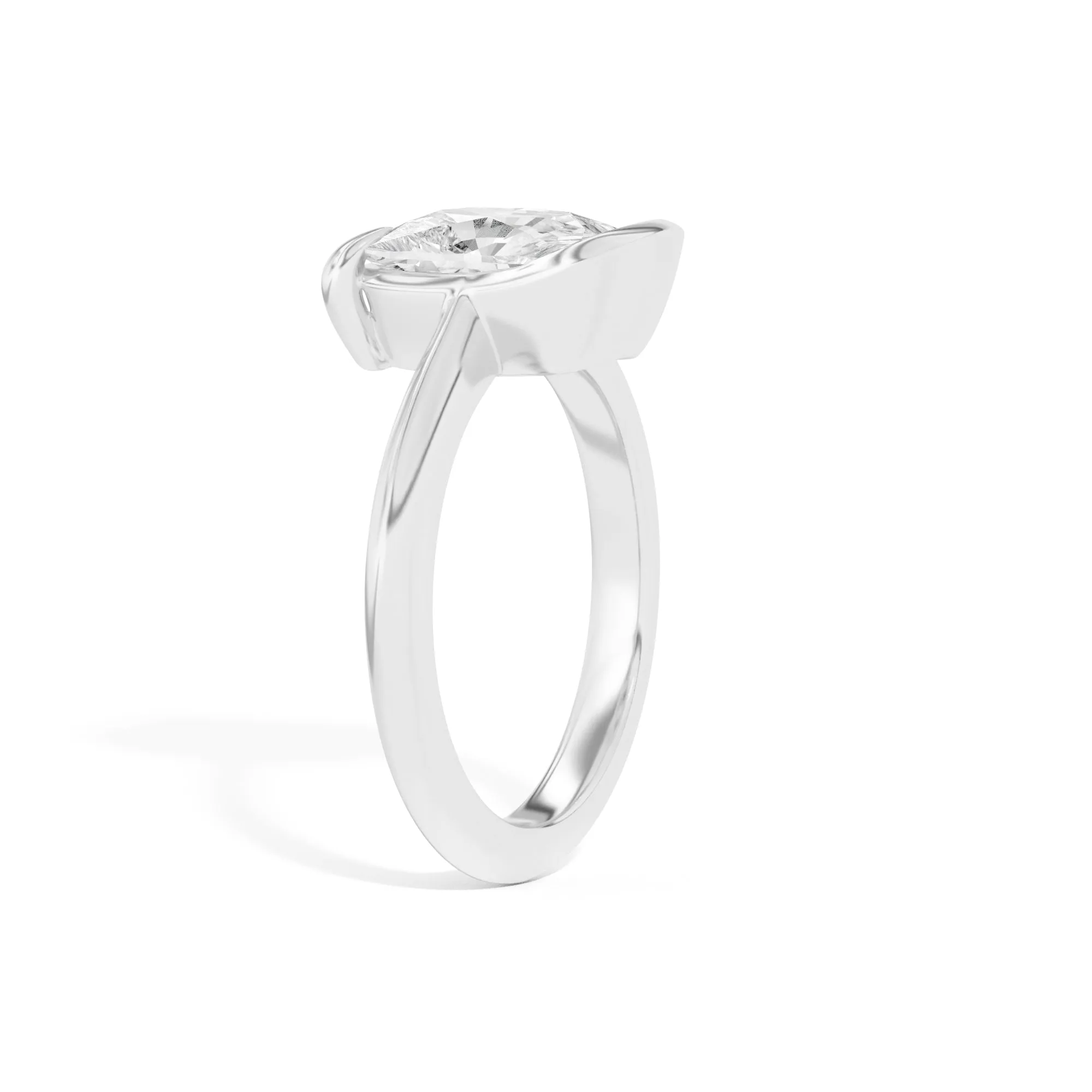 Ando Cushion Sloping Semi-Bezel Ring