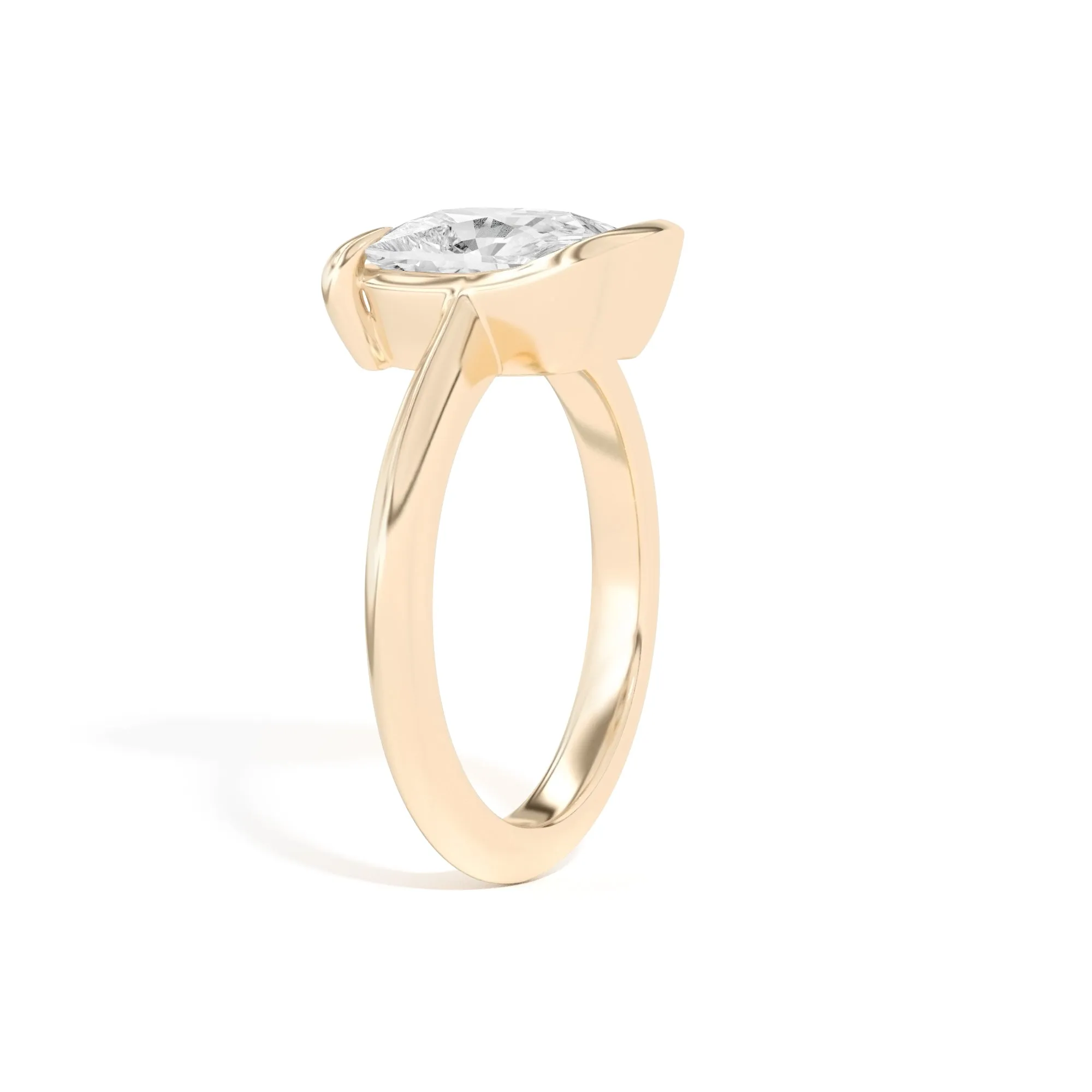 Ando Cushion Sloping Semi-Bezel Ring