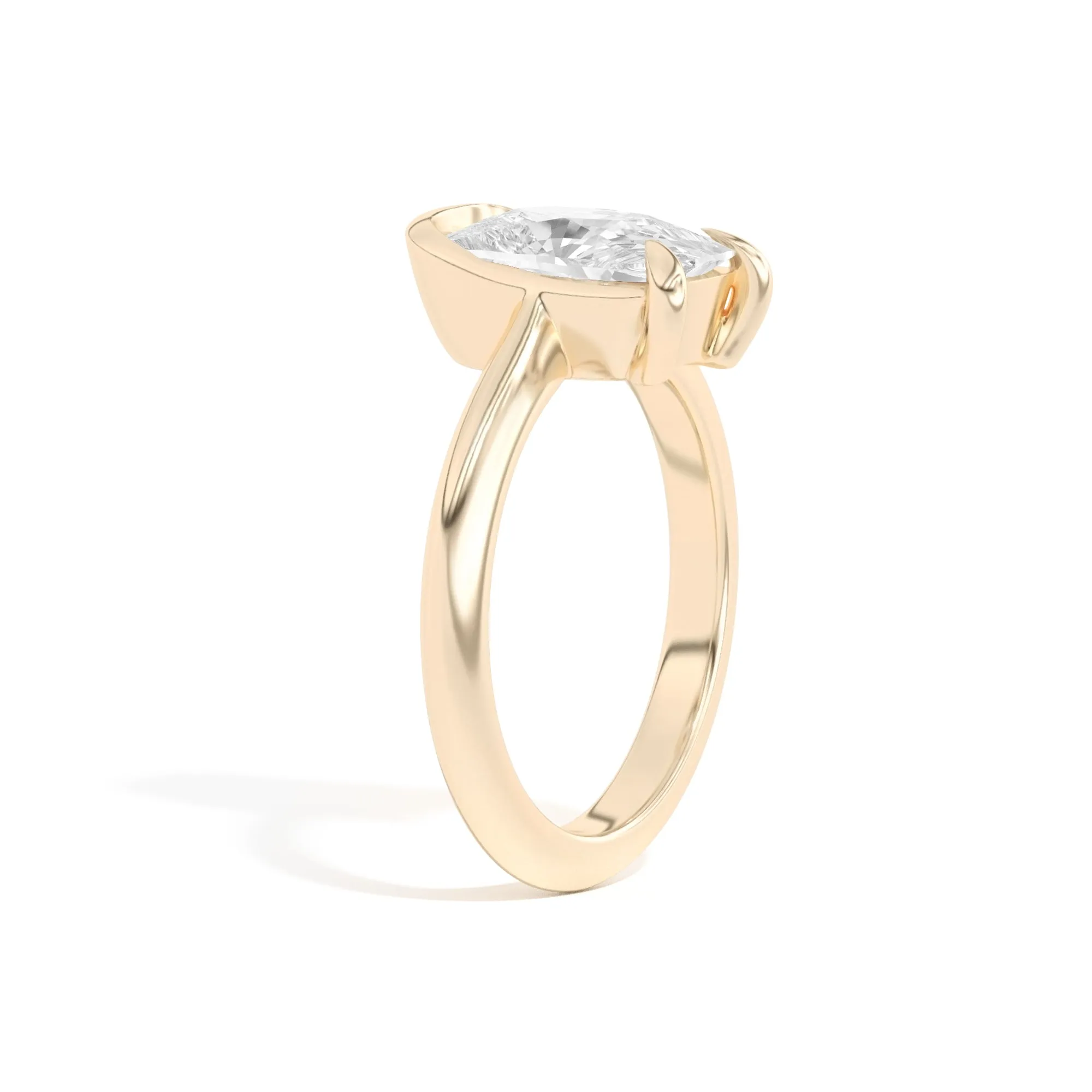 Ando Cushion Sloping Semi-Bezel Ring
