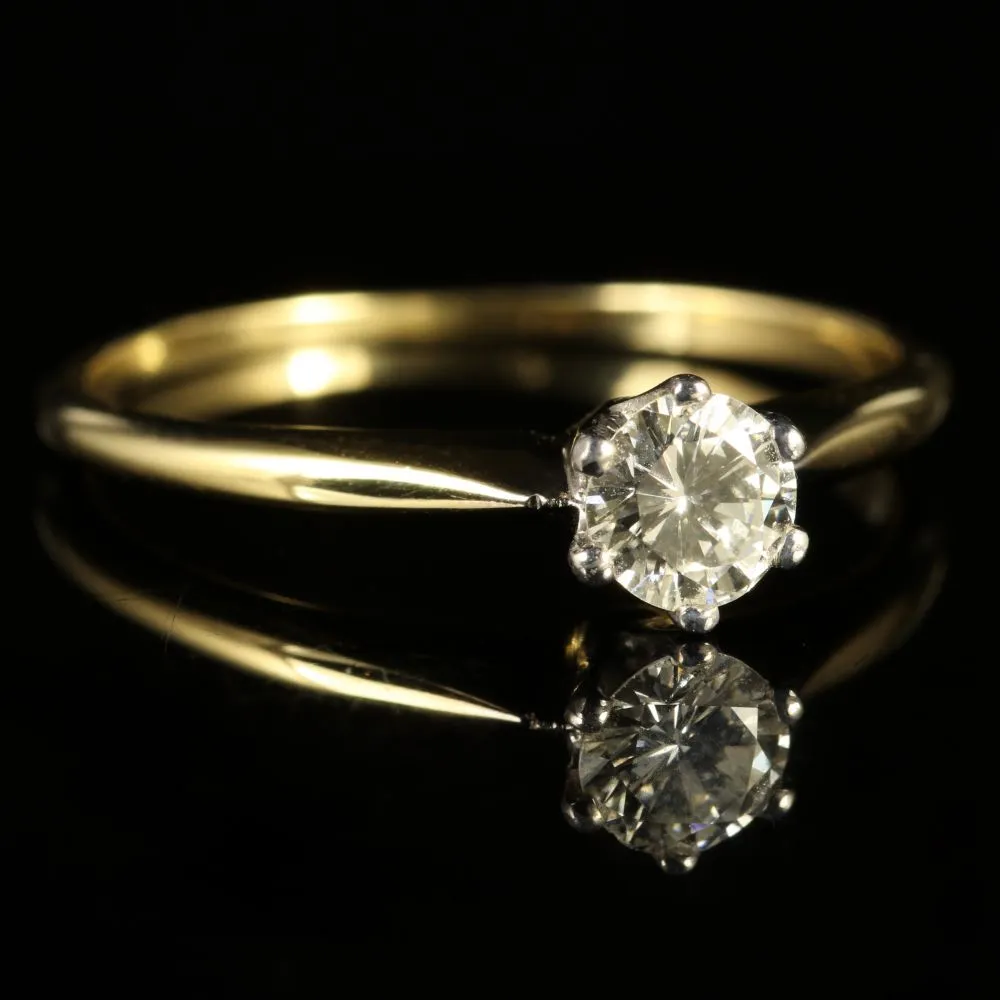 Antique Victorian Diamond Solitaire Engagement Ring 18Ct Yellow Gold