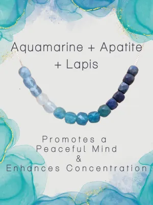 Aquamarine   Apatite   Lapis Adjustable Slide Chain Gemstone Necklace
