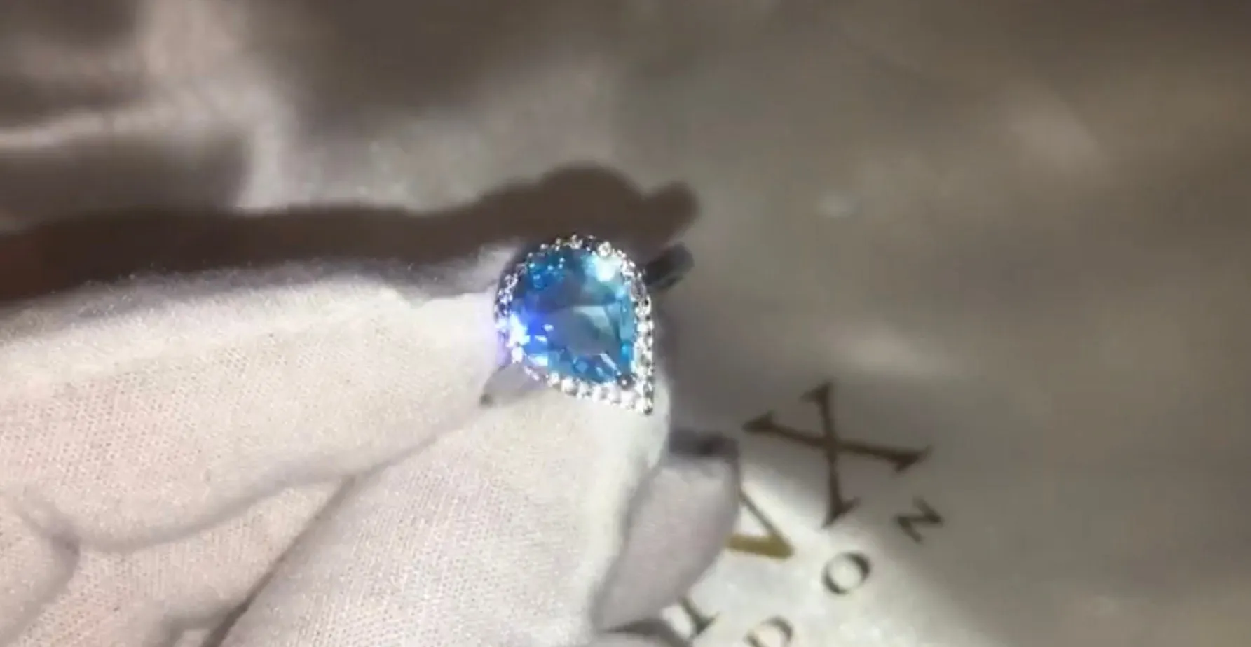 Aquamarine Ring | Blue Diamond Ring | Teardrop Ring