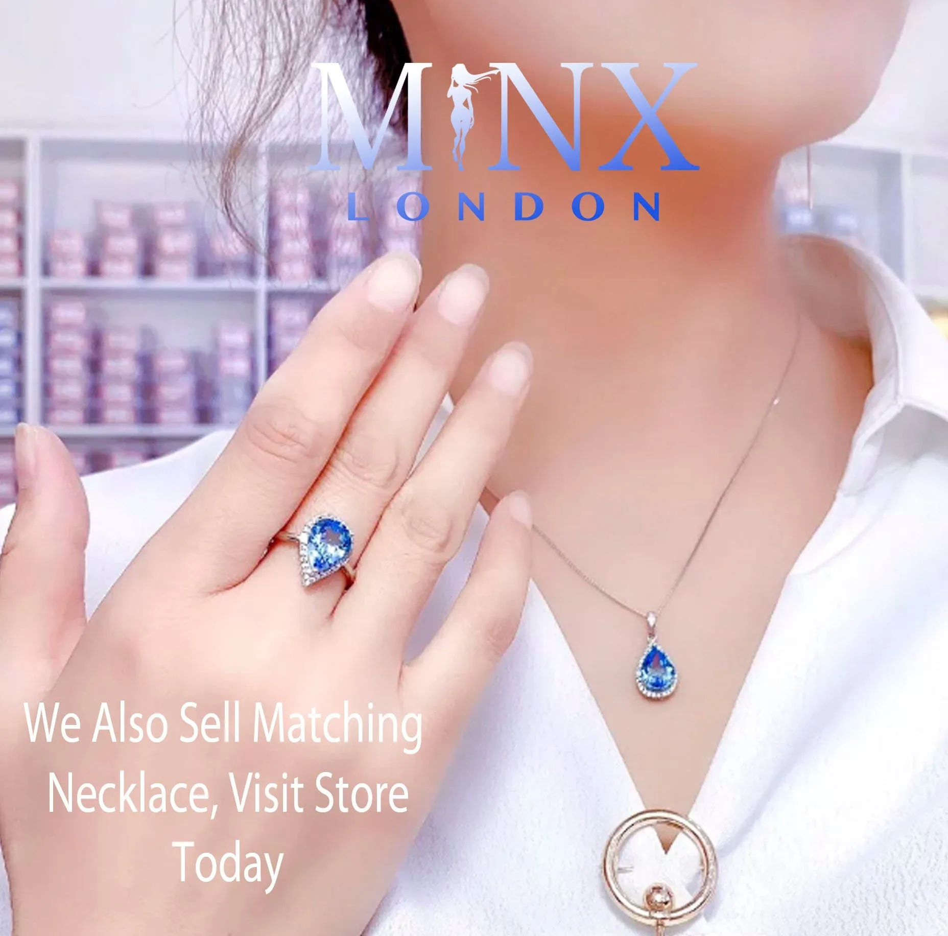 Aquamarine Ring | Blue Diamond Ring | Teardrop Ring