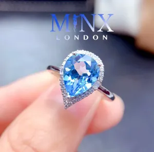 Aquamarine Ring | Blue Diamond Ring | Teardrop Ring