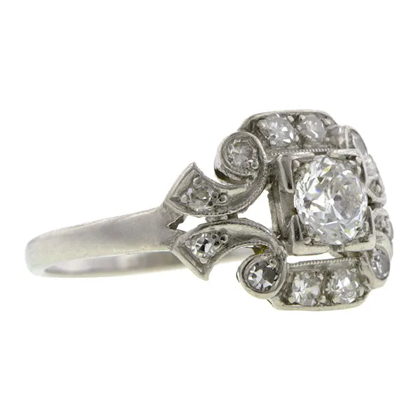 Art Deco Diamond Ring, Old Euro 0.30ct