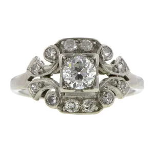 Art Deco Diamond Ring, Old Euro 0.30ct