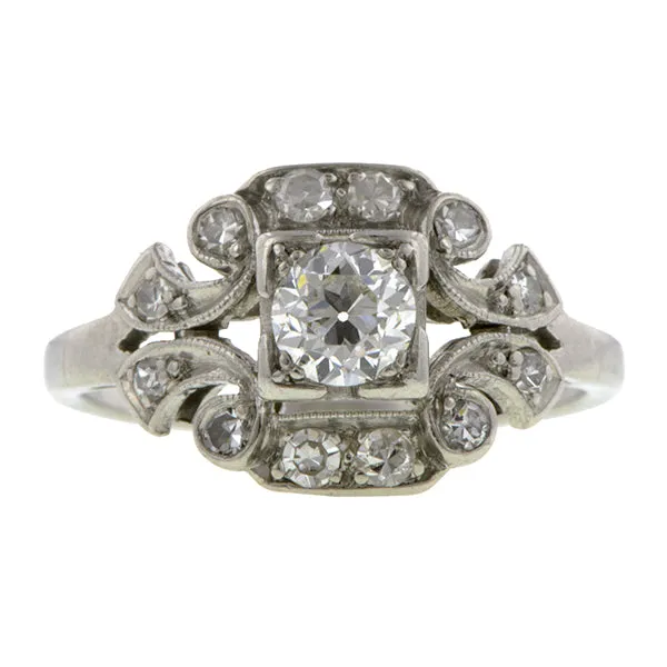 Art Deco Diamond Ring, Old Euro 0.30ct