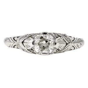 Art Deco Engagement Ring, Old European 0.57ct.