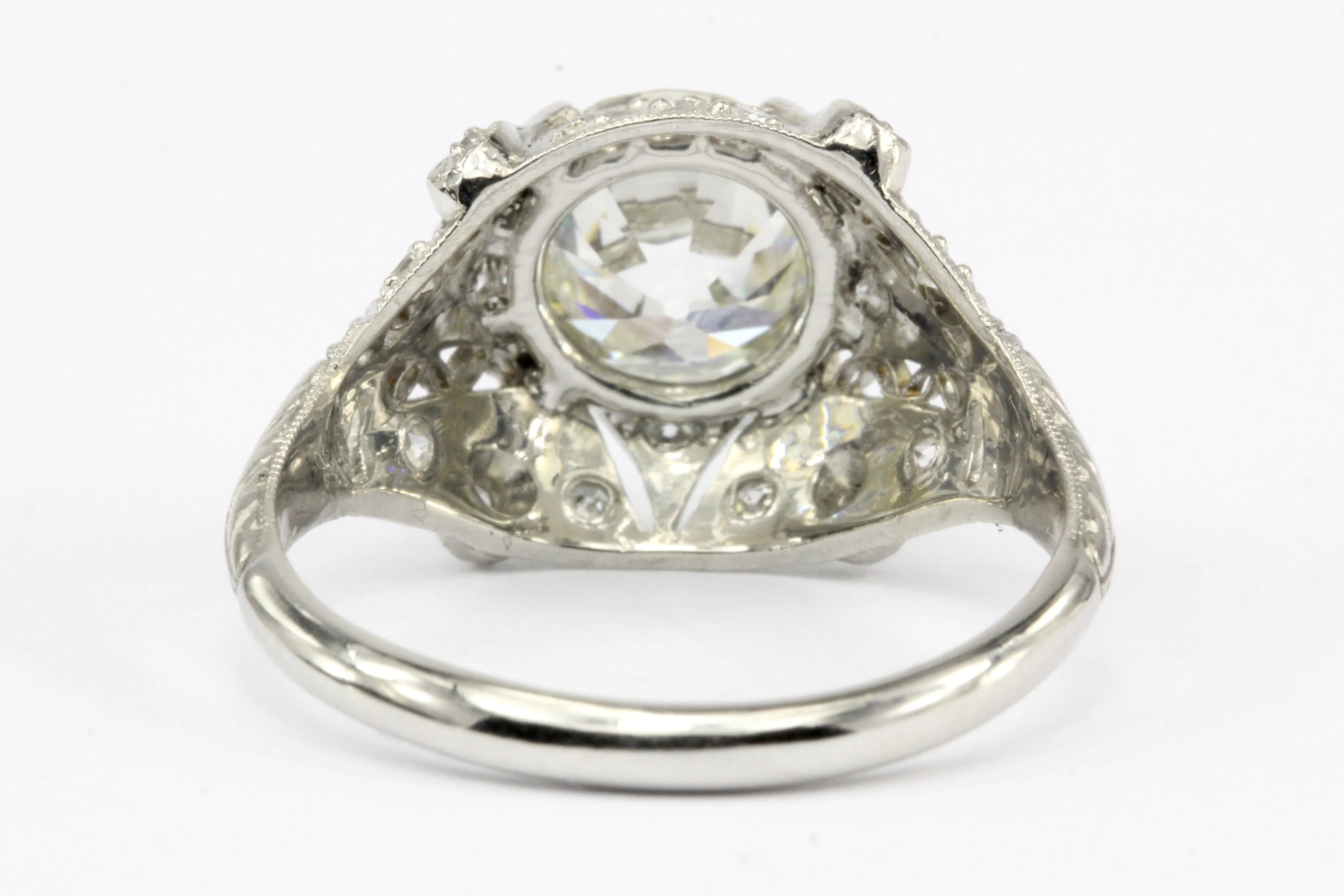 Art Deco Platinum 1.63 Ct Old European Cut EGL Certified Diamond Engagement Ring