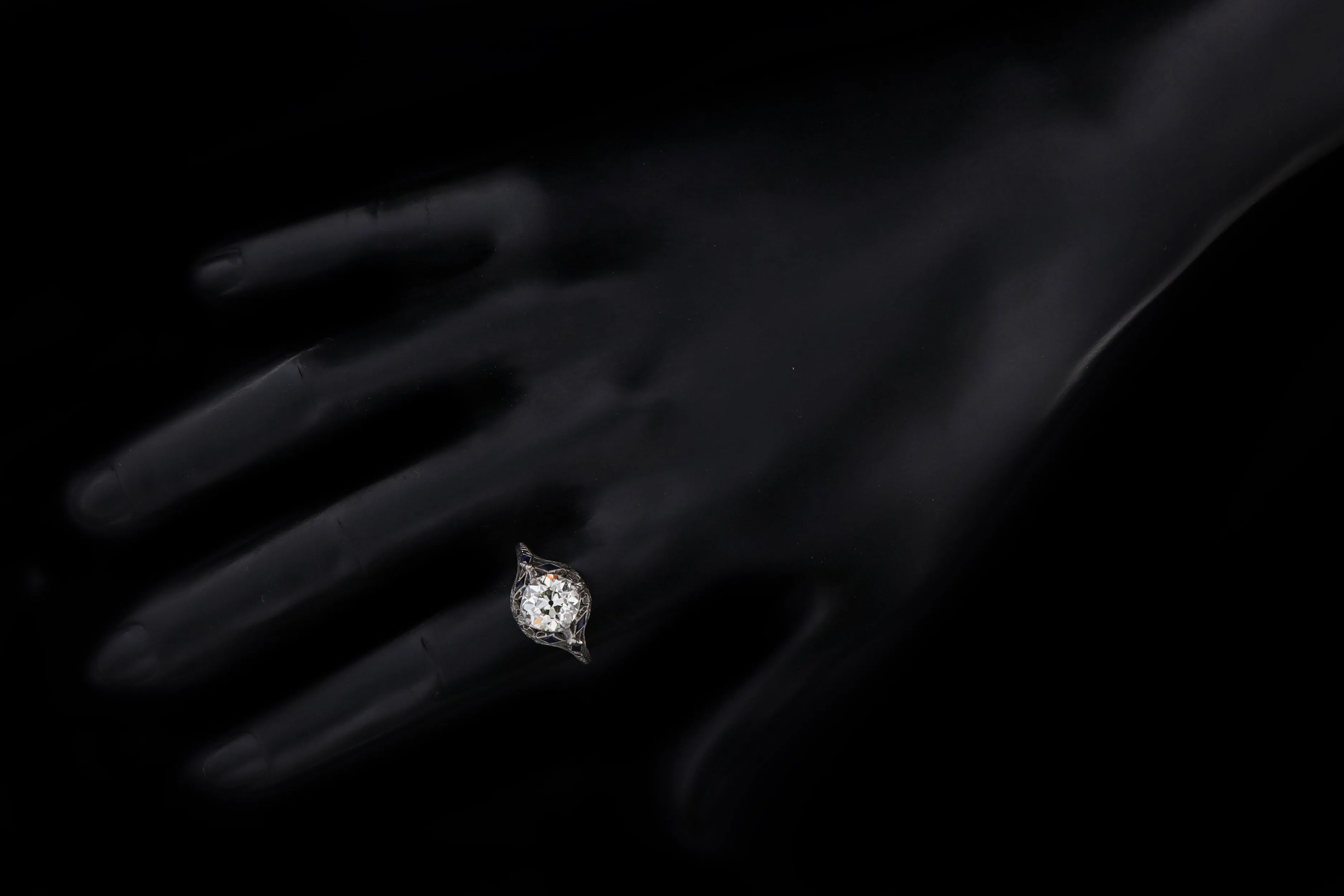 Art Platinum 2.11 Carat Old European Cut Diamond Filigree Engagement Ring GIA Certified