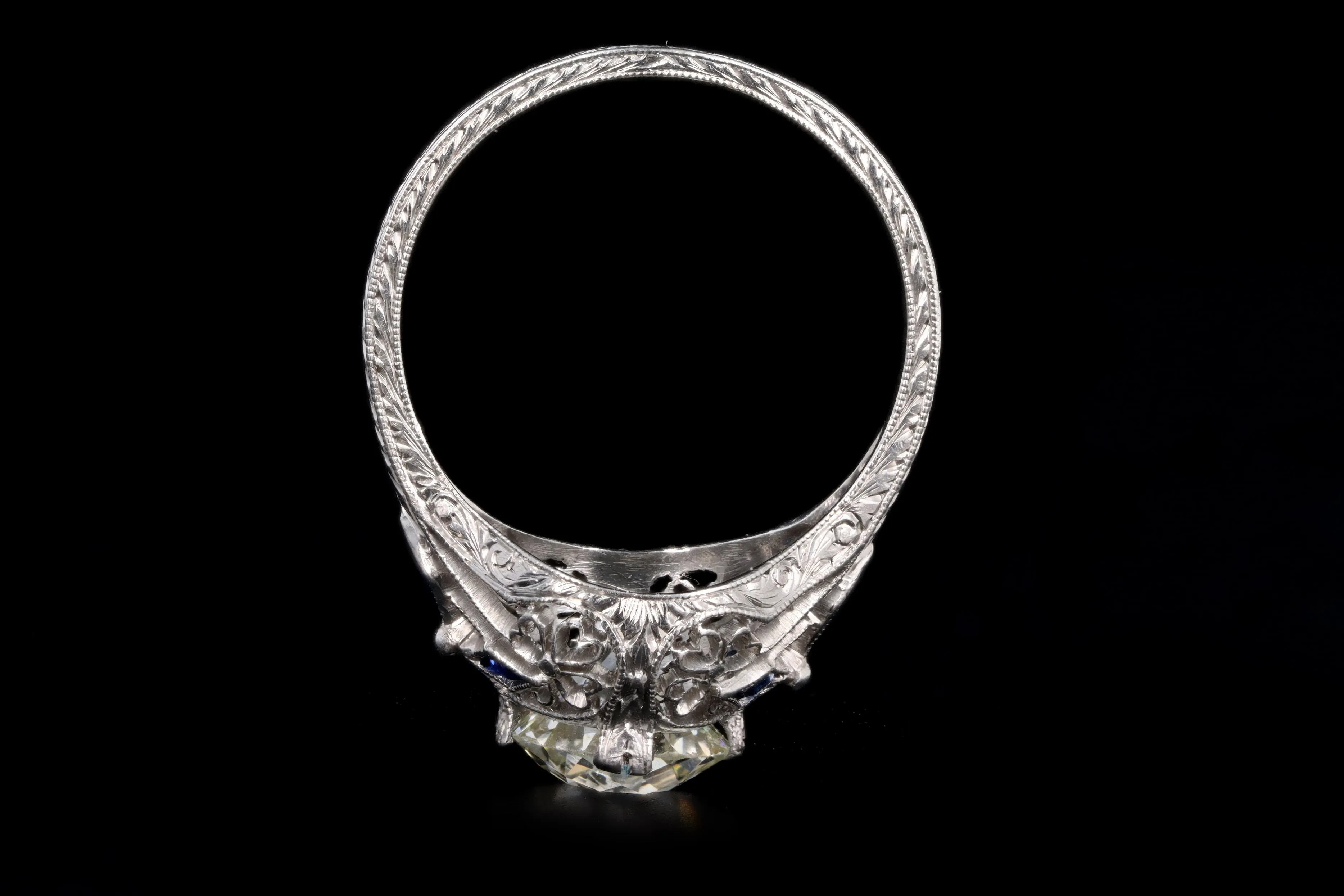 Art Platinum 2.11 Carat Old European Cut Diamond Filigree Engagement Ring GIA Certified