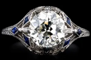 Art Platinum 2.11 Carat Old European Cut Diamond Filigree Engagement Ring GIA Certified