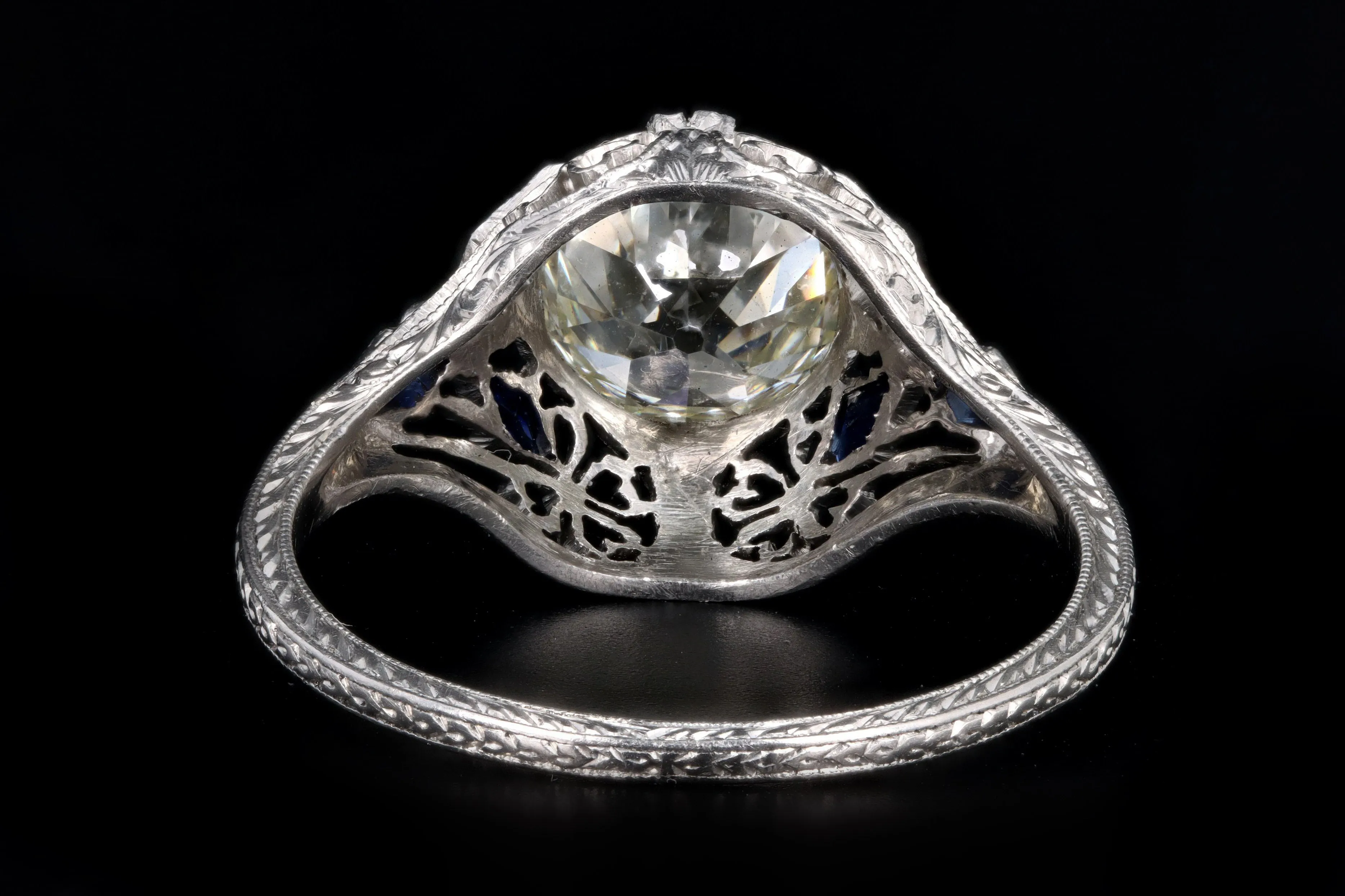 Art Platinum 2.11 Carat Old European Cut Diamond Filigree Engagement Ring GIA Certified